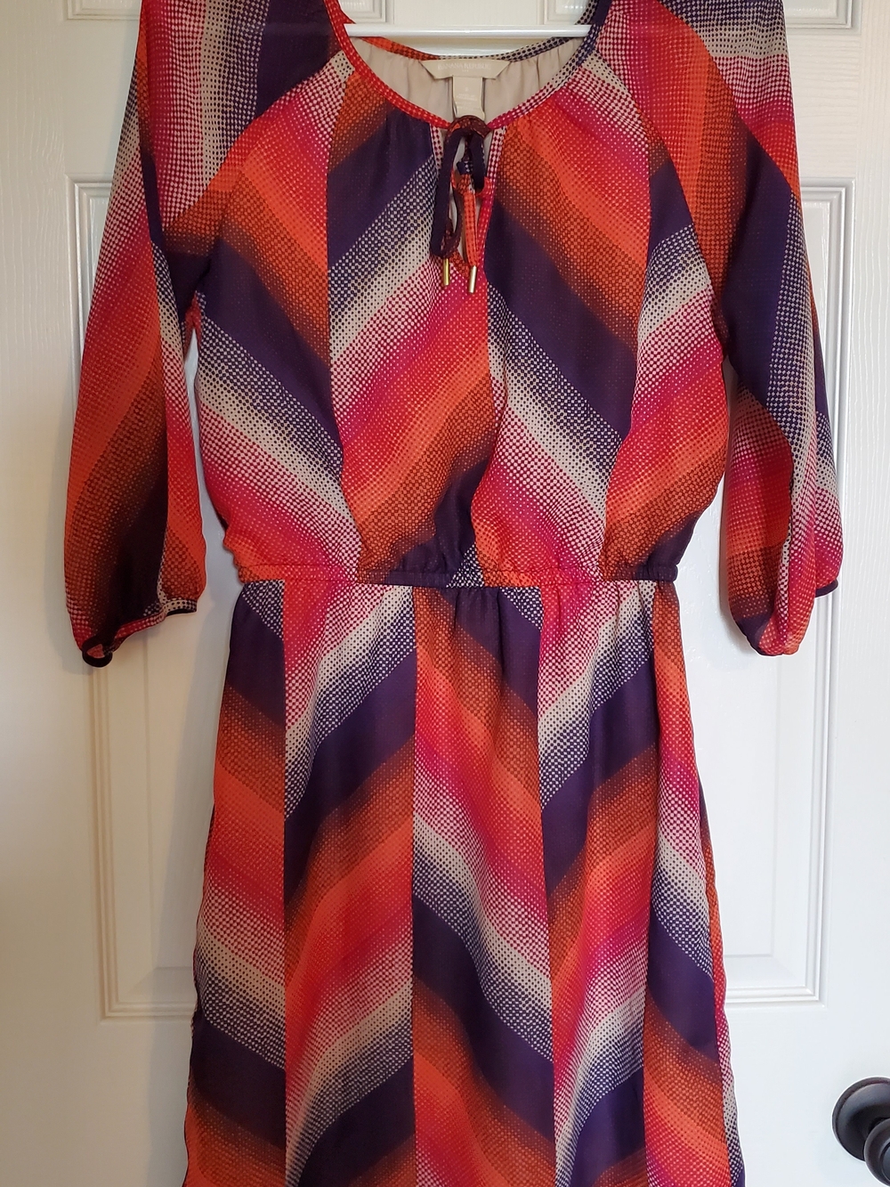 Banana Republic Multicolor Tie-Neck Dress